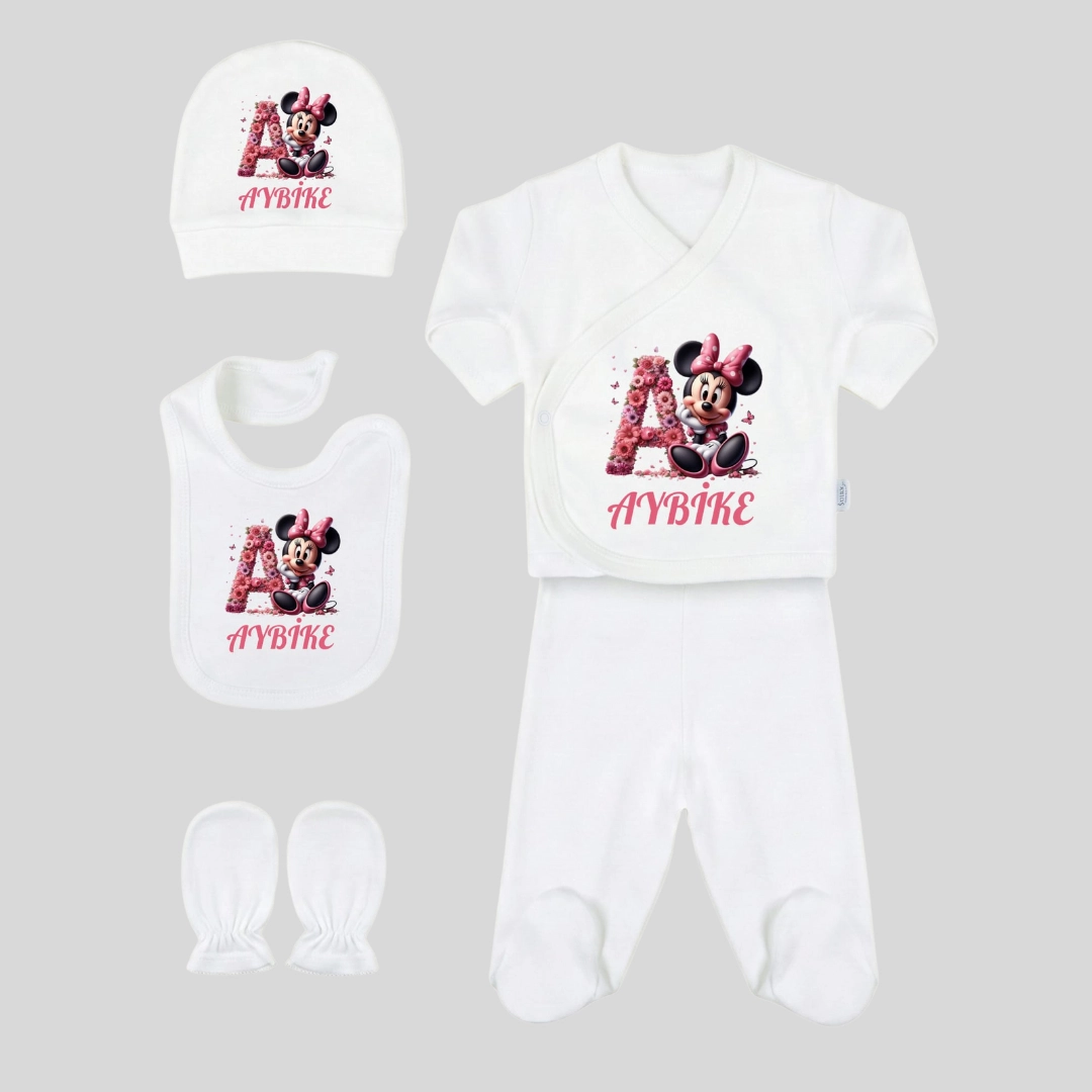 Minnie Mouse Harf Motifli 5'li Hastane Çıkış Seti (2) Minnie Mouse Harf Motifli 5'li Hastane Çıkış Seti (2) - Görsel 1