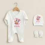 Sevimli Ayıcık ve Tavşan Baskılı 3'lü Tulum Set