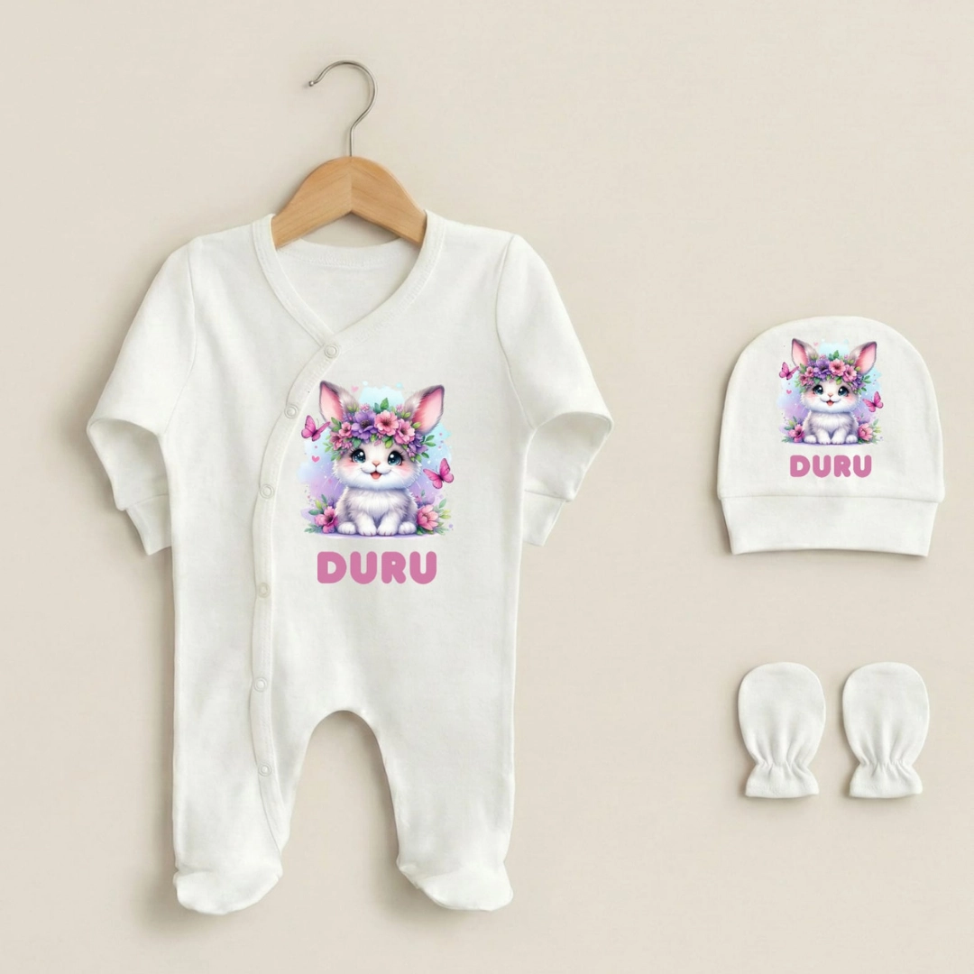 Sevimli Kedicik Baskılı Üçlü Tulum Set Sevimli Kedicik Baskılı Üçlü Tulum Set - Görsel 1