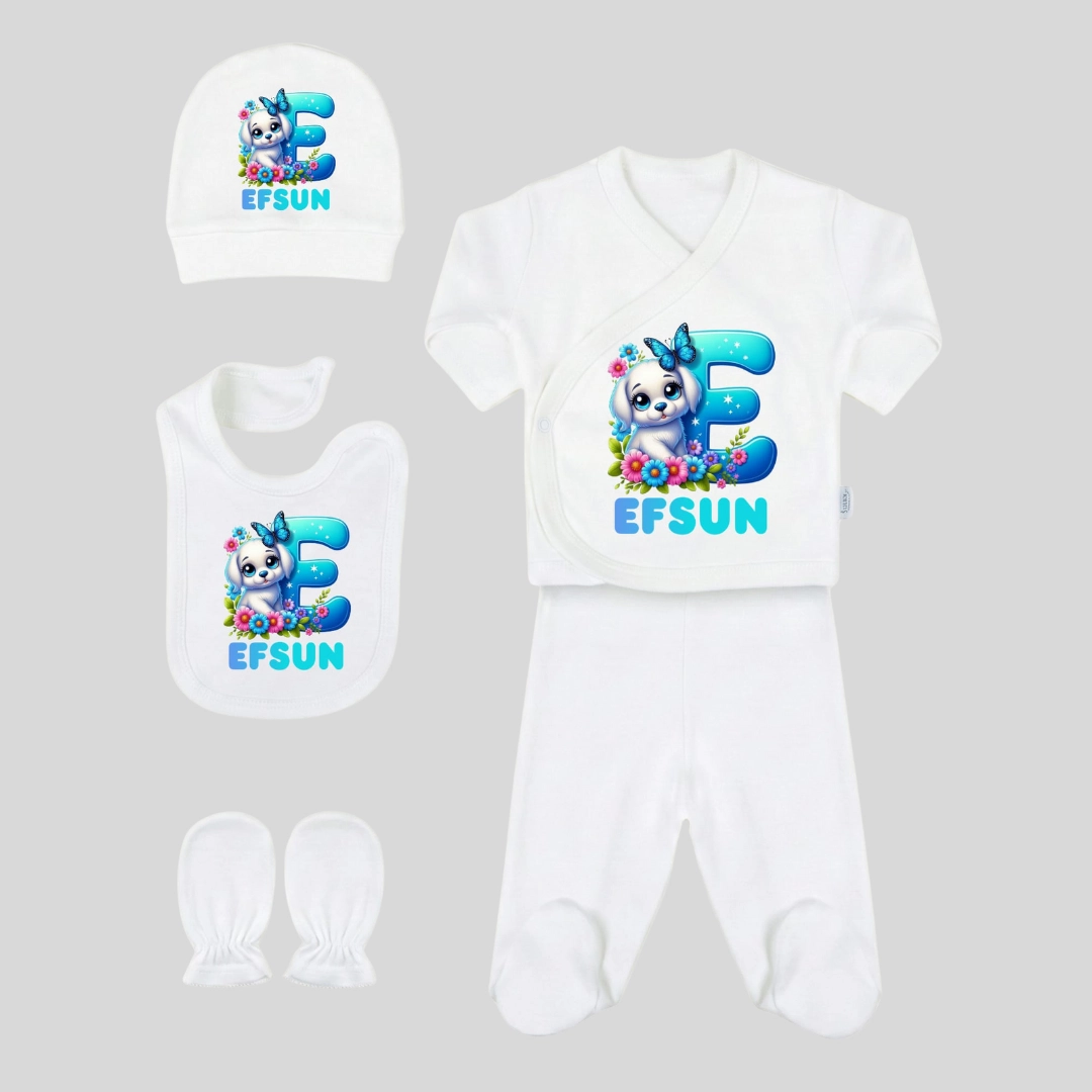 Sevimli Köpek ve Harf Baskılı 5'li Hastane Çıkış Seti Sevimli Köpek ve Harf Baskılı 5'li Hastane Çıkış Seti - Görsel 1