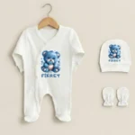 Sevimli Mavi Ayıcık Üçlü Tulum Set