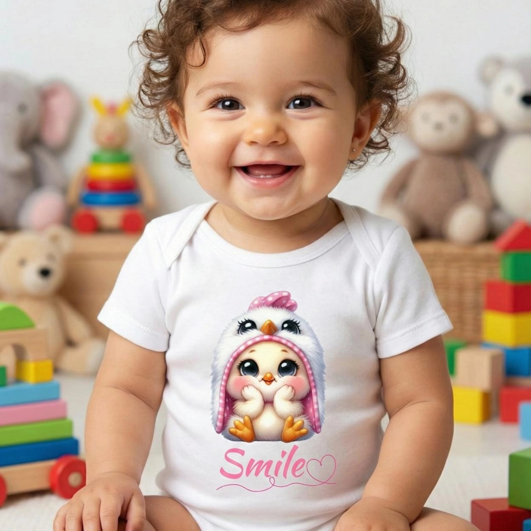 Smile Civciv Baskılı Bebek Zıbın Çıtçıtlı Body Smile Civciv Baskılı Bebek Zıbın Çıtçıtlı Body