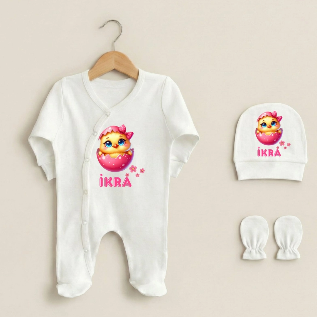 Üçlü Tulum Set Sevimli Civciv Baskılı Üçlü Tulum Set Sevimli Civciv Baskılı - Görsel 1