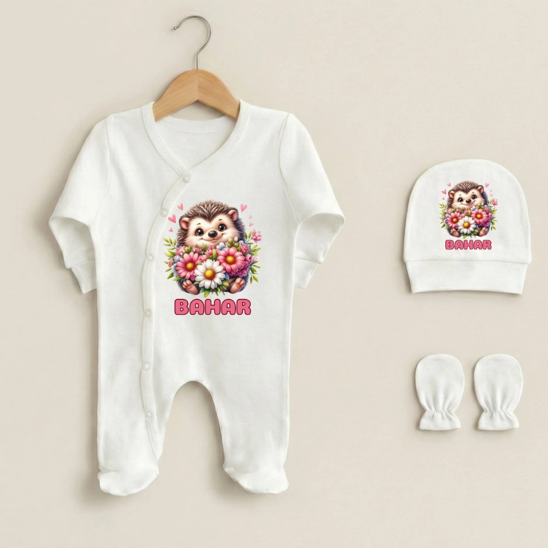 Üçlü Tulum Set Sevimli Kirpi Desenli Üçlü Tulum Set Sevimli Kirpi Desenli - Görsel 1