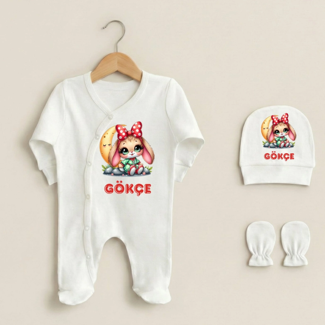 Üçlü Tulum Set Sevimli Tavşancık Baskılı Üçlü Tulum Set Sevimli Tavşancık Baskılı - Görsel 1