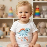 Welcome Baby Dinoo Baskılı Bebek Zıbın Çıtçıtlı Body