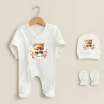 Welcome Baby Tilki Baskılı 3'lü Bebek Tulumu