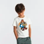 Asterix ve Obelix Baskılı Çocuk Tişörtü – İkili Karikatür Kahraman Desenli Erkek Çocuk T-Shirt