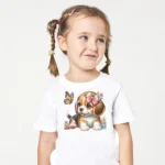 Beagle Yavru Köpek Kelebek Baskılı Bebek Tişörtü