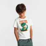 Dinozor Everything is Gonna Okay Baskılı Çocuk Tişörtü
