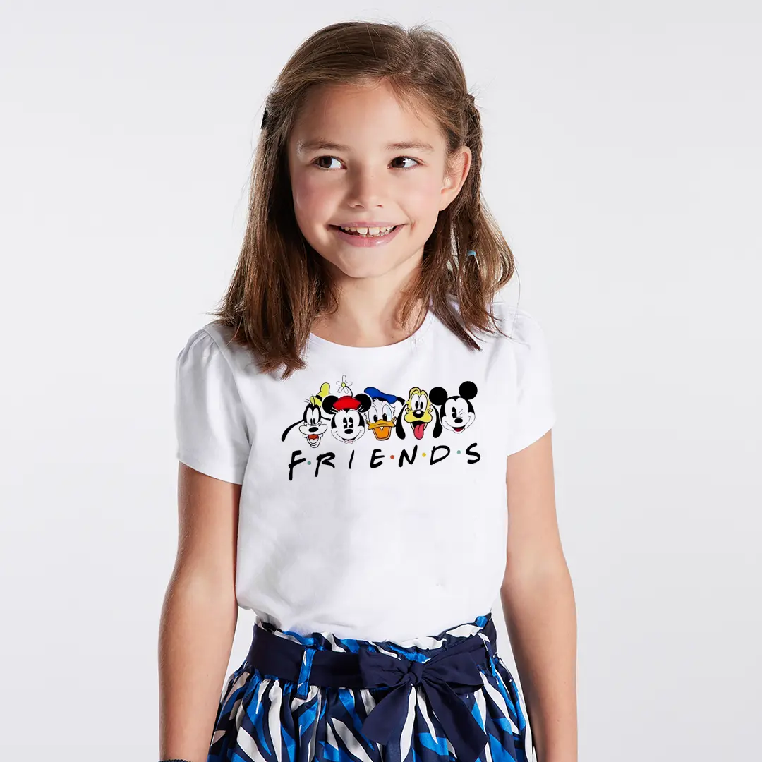 Disney Friends Baskılı Kız Çocuk Tişörtü – Mickey Minnie Donald Pluto Goofy Desenli Çocuk T-Shirt Disney Friends Baskılı Kız Çocuk Tişörtü - Görsel 1