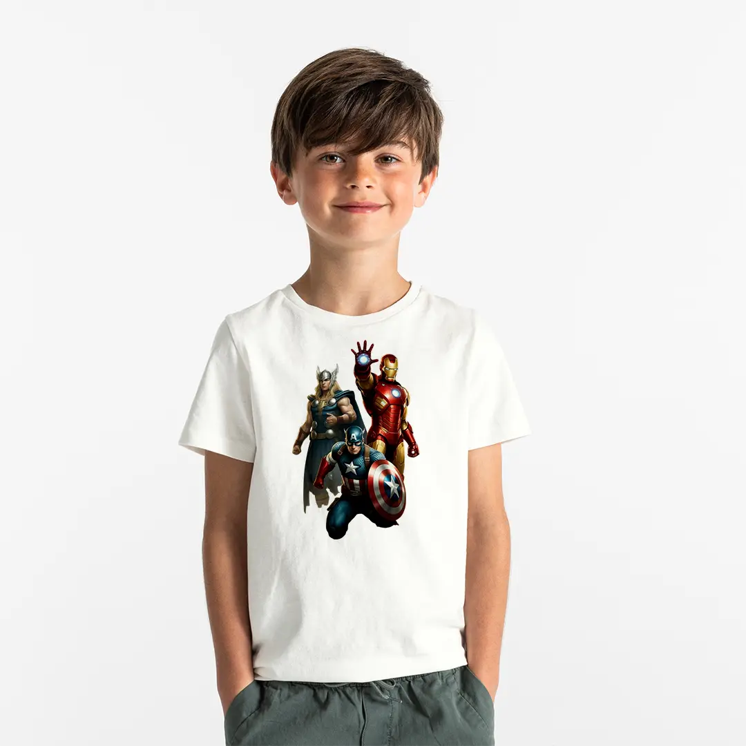 Erkek Çocuk Avengers Baskılı Tişört – Iron Man Captain America Thor Süper Kahraman Çocuk Tişört Erkek Çocuk Avengers Baskılı Tişört - Görsel 1