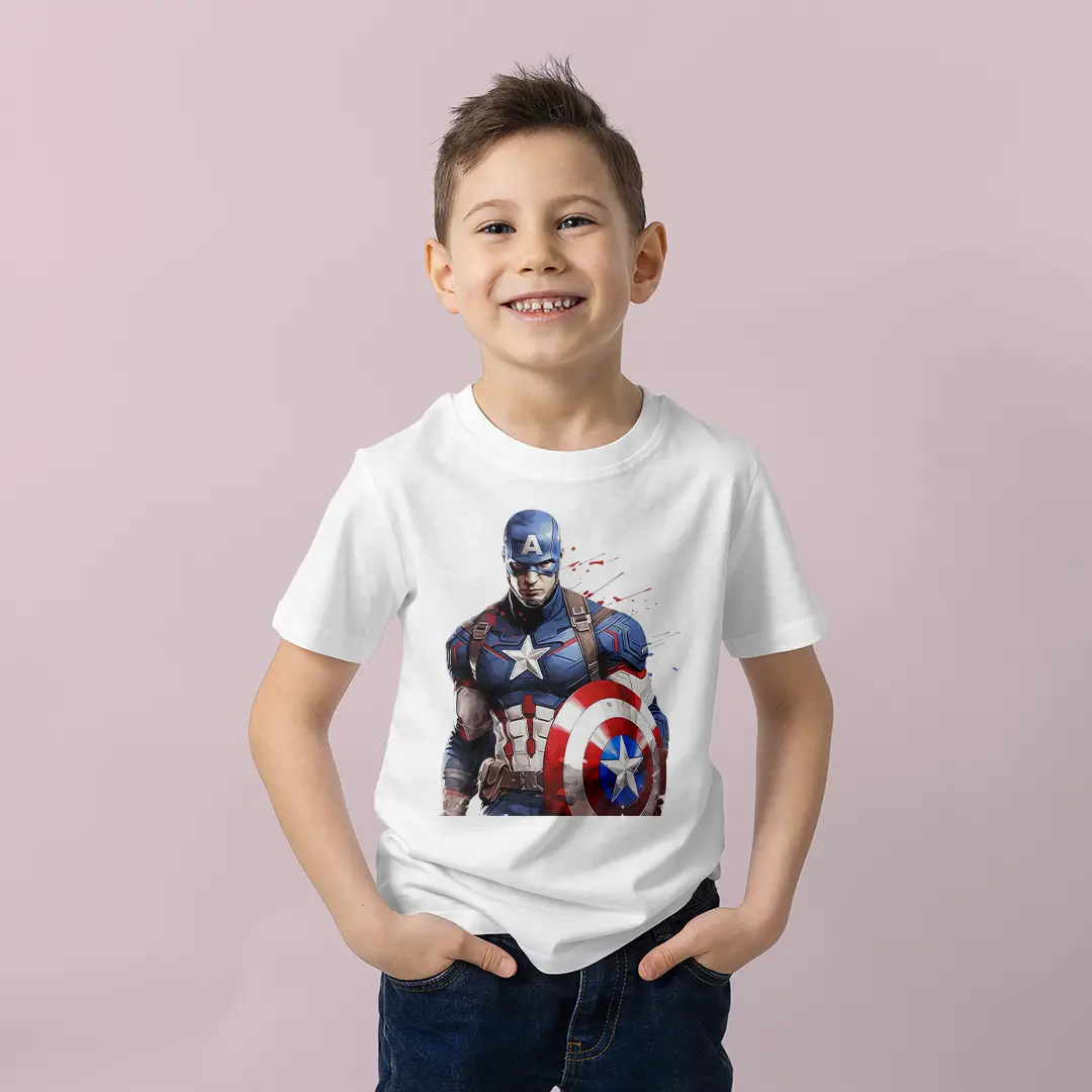 Erkek Çocuk Captain America Baskılı Tişört – Marvel Süper Kahraman Çocuk Tişört Erkek Çocuk Captain America Baskılı Tişört - Görsel 1