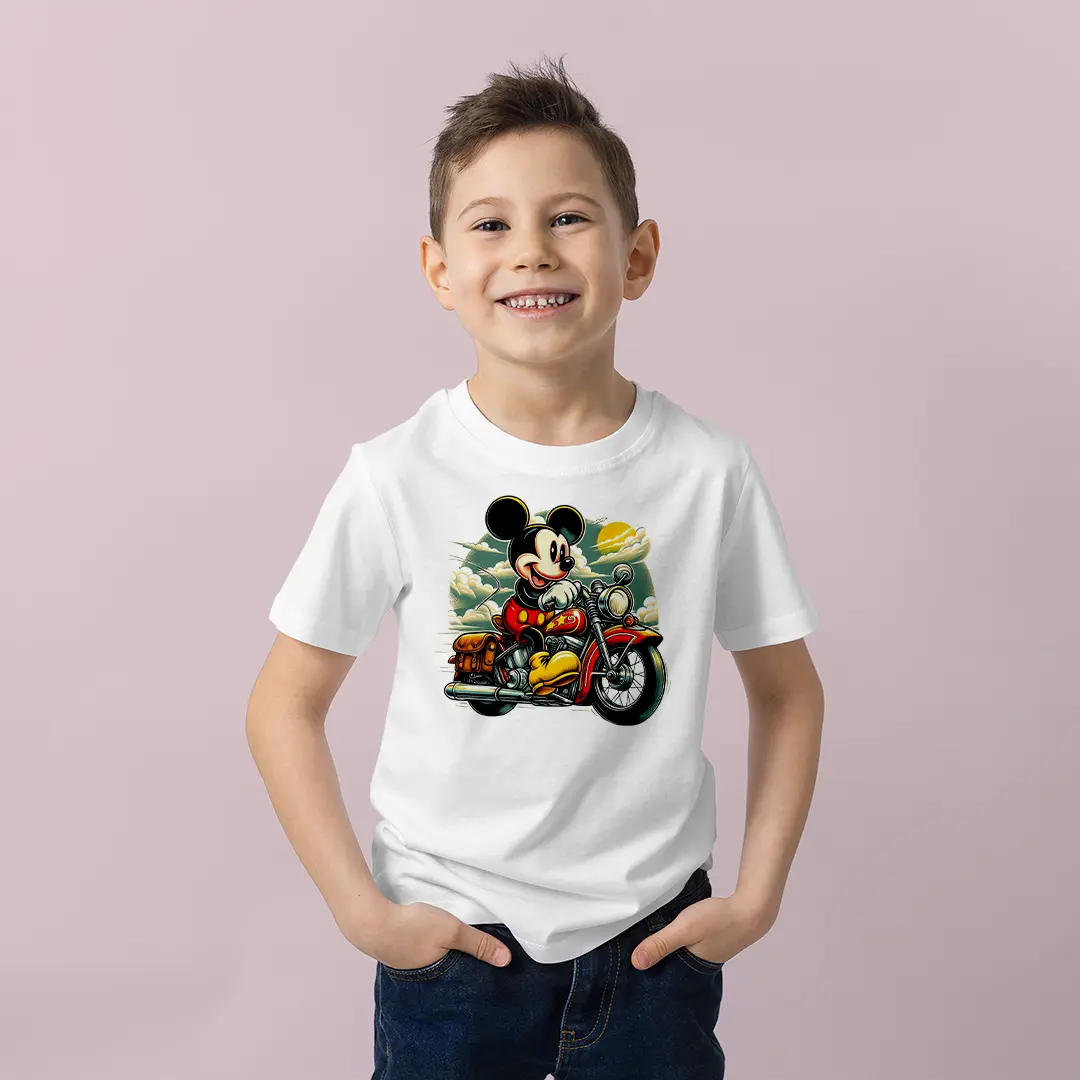 Erkek Çocuk Mickey Mouse Motosiklet Baskılı Tişört – Eğlenceli Karakter Çocuk Tişört Erkek Çocuk Mickey Mouse Motosiklet Baskılı Tişört – Eğlenceli Karakter Çocuk Tişört - Görsel 1