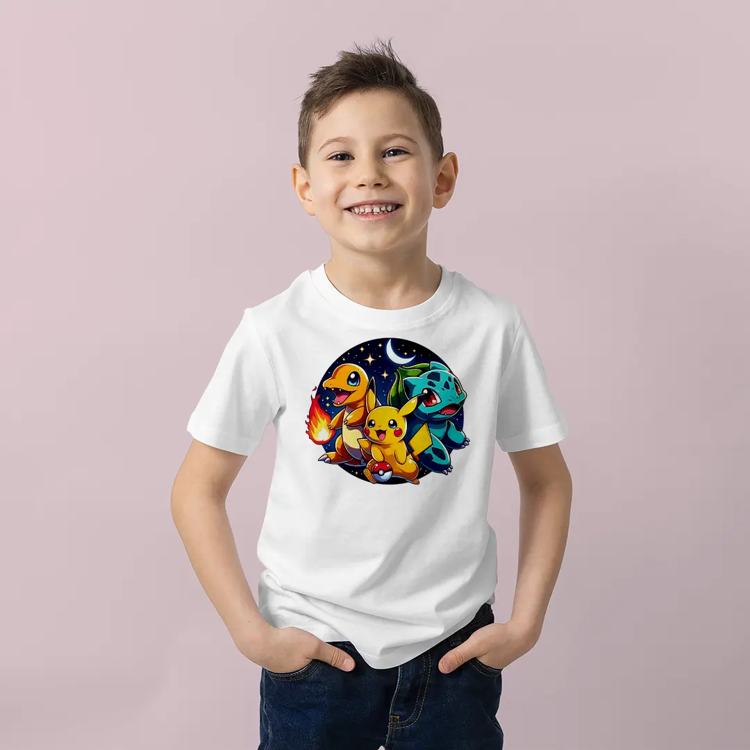 Erkek Çocuk Pokemon Pikachu Charmander Bulbasaur Baskılı Tişört – Anime Karakter Çocuk Tişört Erkek Çocuk Pokemon Pikachu Charmander Bulbasaur Baskılı Tişört - Görsel 1