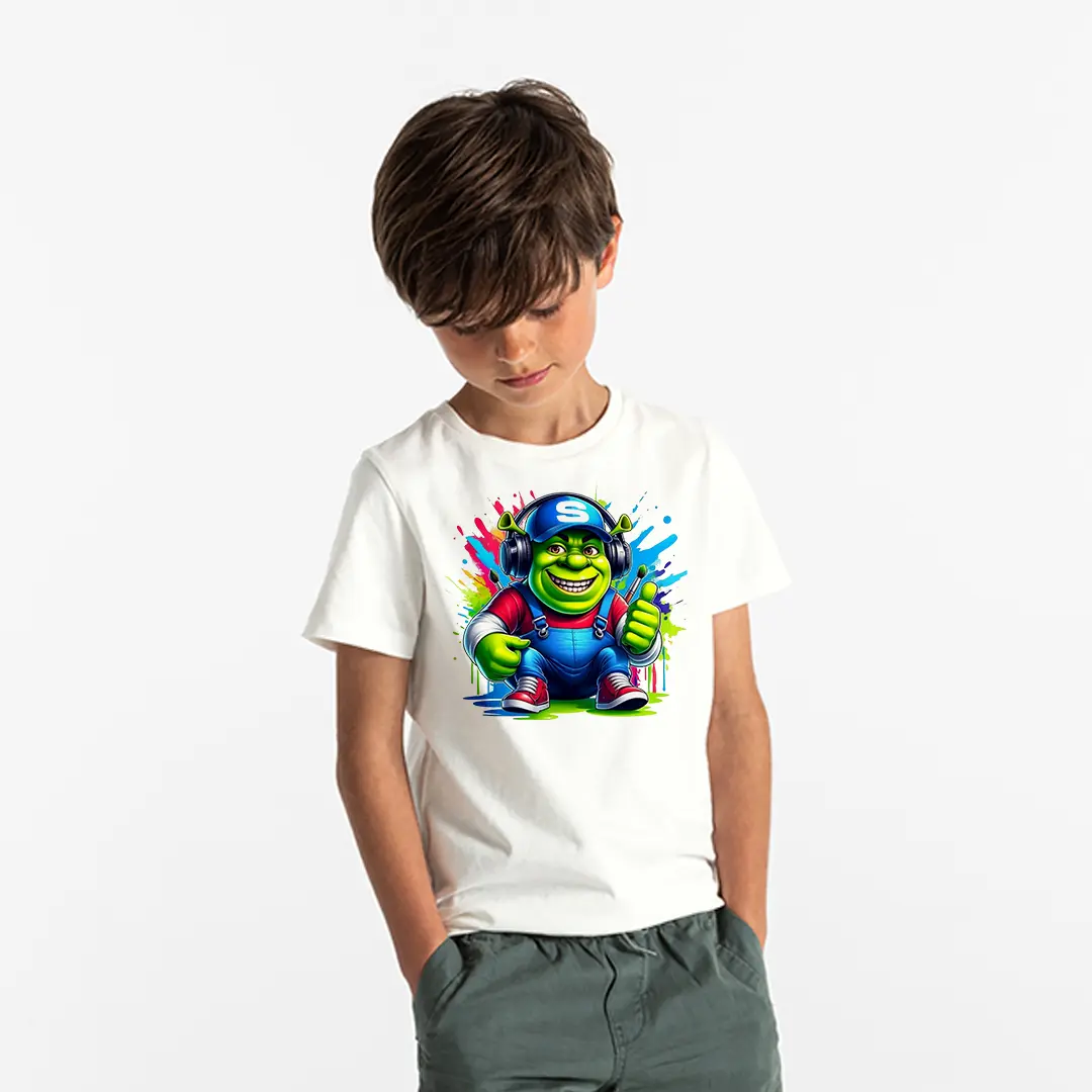 Erkek Çocuk Shrek Baskılı Tişört Çocuk Tişört Erkek Çocuk Shrek Baskılı Tişört Çocuk Tişört - Görsel 1