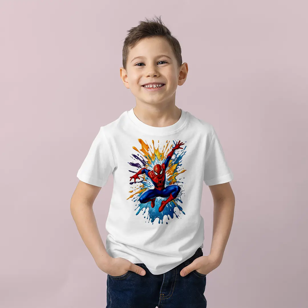 Erkek Çocuk Spiderman Baskılı Tişört – Süper Kahraman Çocuk Tişört (2) Erkek Çocuk Spiderman Baskılı Tişört - Görsel 1