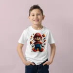 Erkek Çocuk Super Mario Renkli Splash Baskılı Tişört