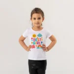 Kız Çocuk Best Girl Yazılı Baskılı Tişört