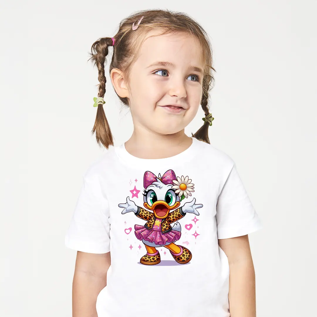 Kız Çocuk Daisy Duck Baskılı Tişört – Sevimli Disney Karakter Çocuk Tişört Kız Çocuk Daisy Duck Baskılı Tişört - Görsel 1