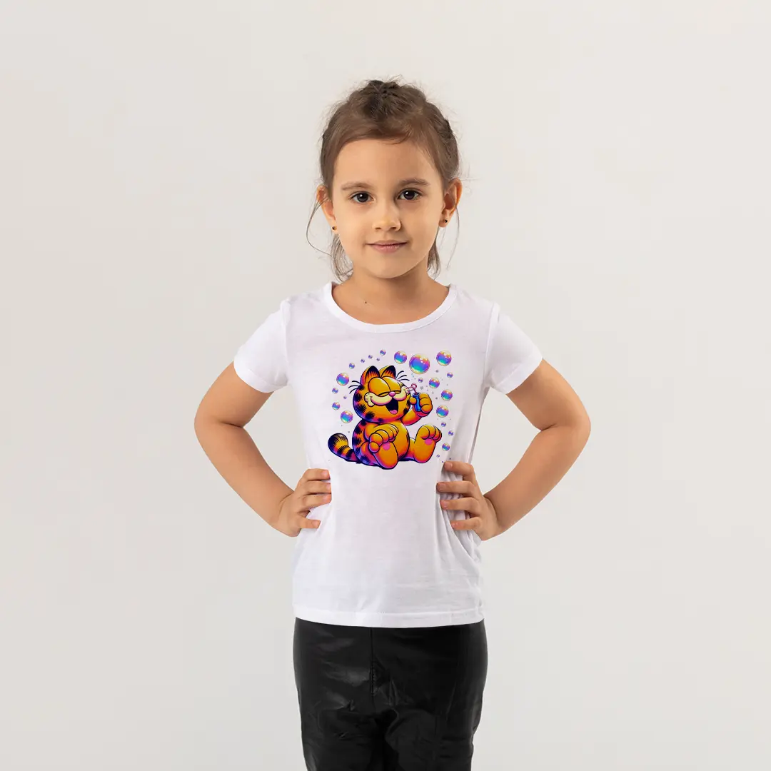 Kız Çocuk Garfield Baskılı Tişört – Sevimli Çizgi Karakter Çocuk Tişört Kız Çocuk Garfield Baskılı Tişört - Görsel 1