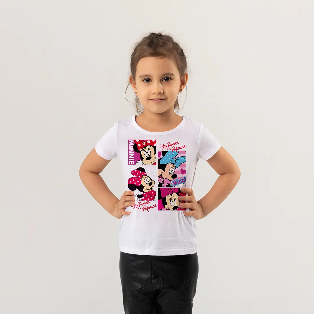 Kız Çocuk Minnie Mouse Baskılı Tişört – Sevimli Çizgi Karakterli Çocuk Tişört Kız Çocuk Minnie Mouse Baskılı Tişört - Görsel 1