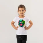 Kız Çocuk Sevimli Ayıcık Gökkuşağı Baskılı Tişört