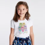 Labubu Grup Renkli Baskılı Kız Çocuk Tişörtü
