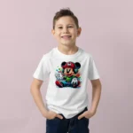 Mickey Mouse Mario Temalı Baskılı Çocuk Tişörtü