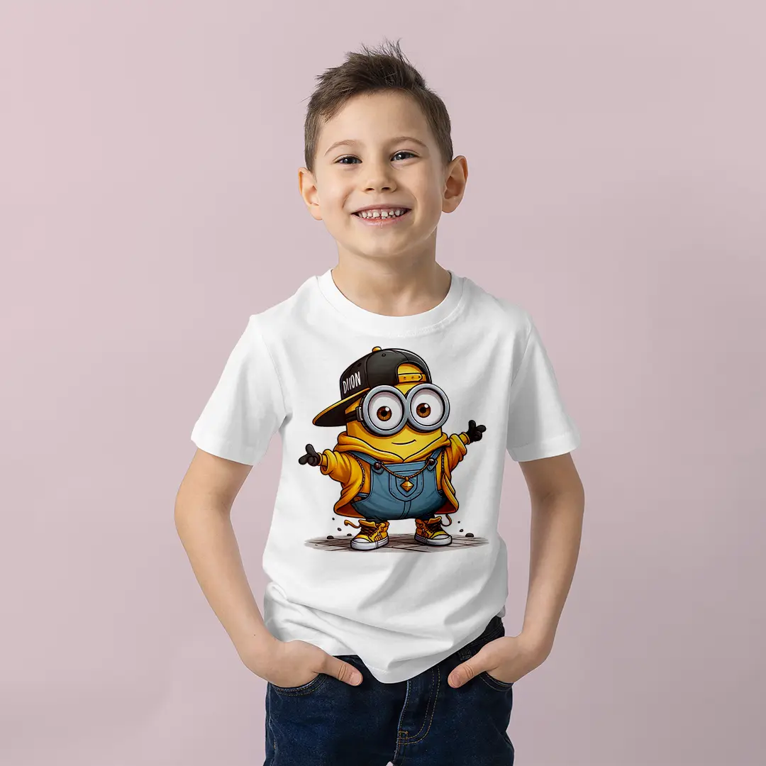 Minion Hip Hop Baskılı Çocuk Tişörtü – Sevimli Minions Şapkalı Desenli Erkek Çocuk T-Shirt Minion Hip Hop Baskılı Çocuk Tişörtü - Görsel 1