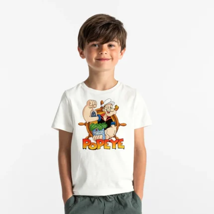 Popeye Baskili Erkek Çocuk Tişörtü