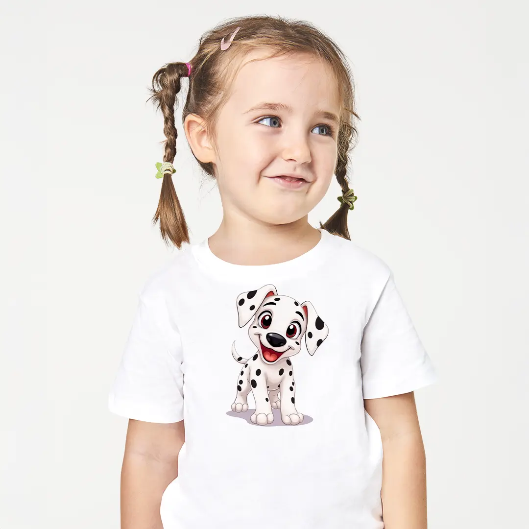 Sevimli Dalmaçyalı Köpek Baskılı Kız Çocuk Tişörtü – Cartoon Puppy Desenli Bebek T-Shirt Sevimli Dalmaçyalı Köpek Baskılı Kız Çocuk Tişörtü - Görsel 1