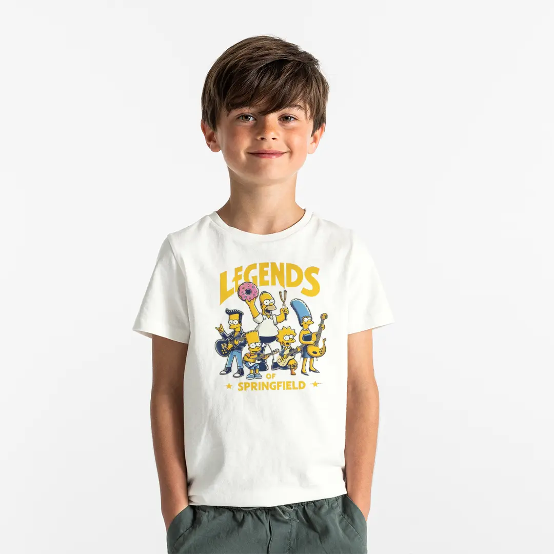 Simpsons Legends of Springfield Baskılı Çocuk Tişörtü – Homer Bart Marge Lisa Rock Band Desenli Erkek Çocuk T-Shirt Simpsons Legends of Springfield Baskılı Çocuk Tişörtü - Görsel 1