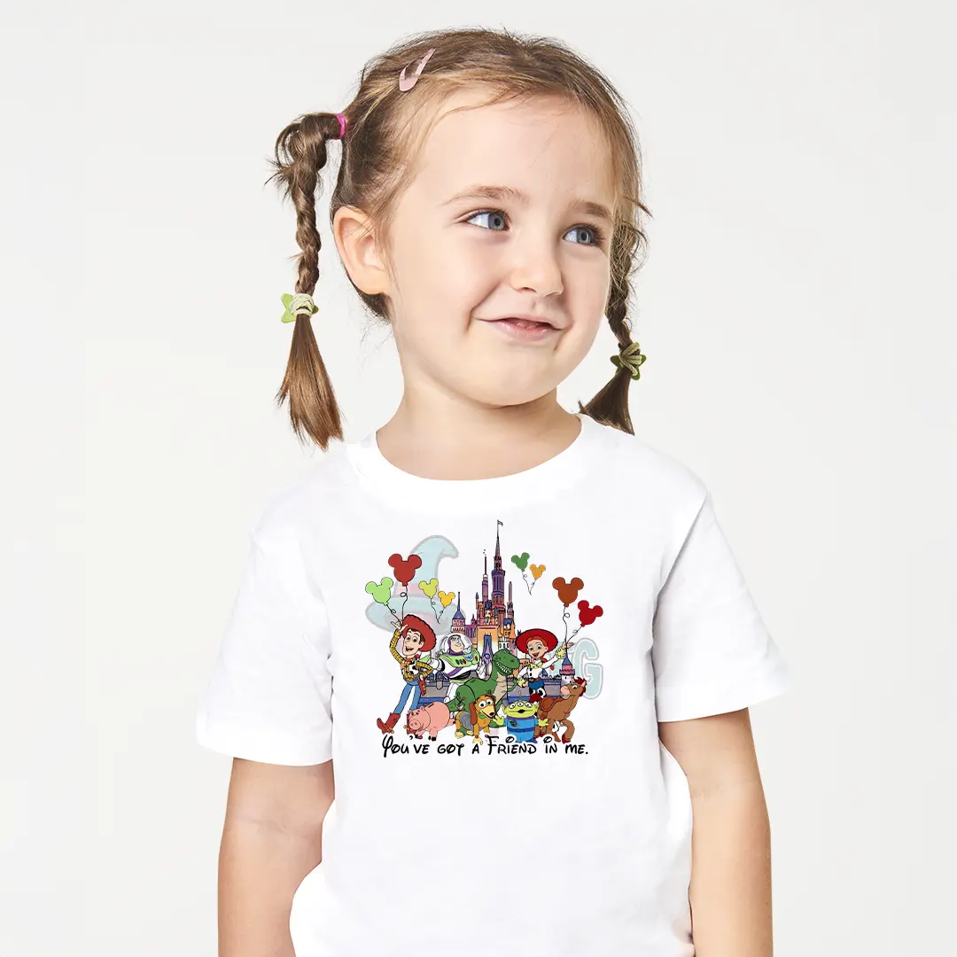 Toy Story Karakter Baskılı Bebek Tişörtü – You've Got a Friend in Me Woody Buzz Desenli Çocuk T-Shirt Toy Story Karakter Baskılı Bebek Tişörtü - Görsel 1