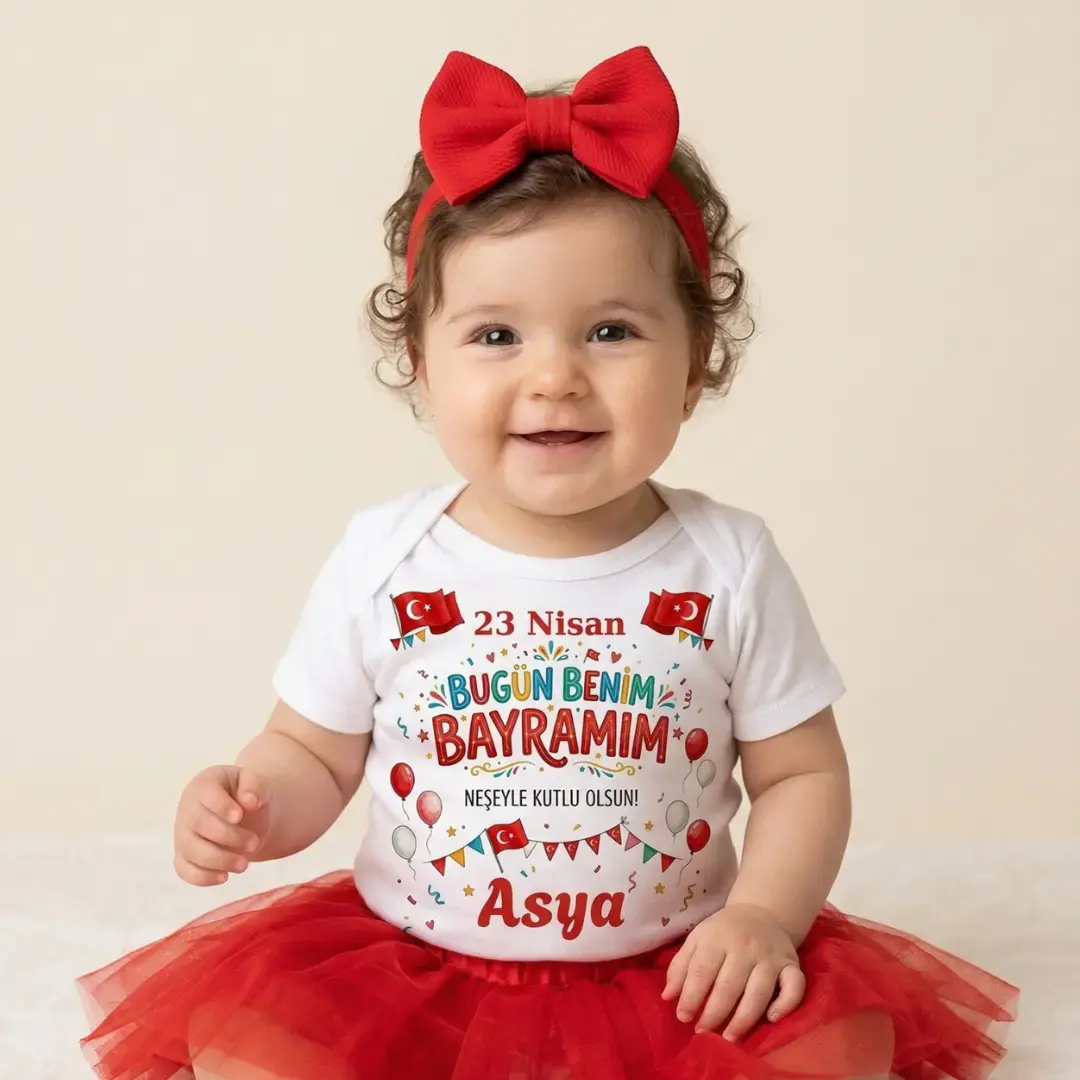 23 Nisan Bugün Benim Bayramım Baskılı Zıbın