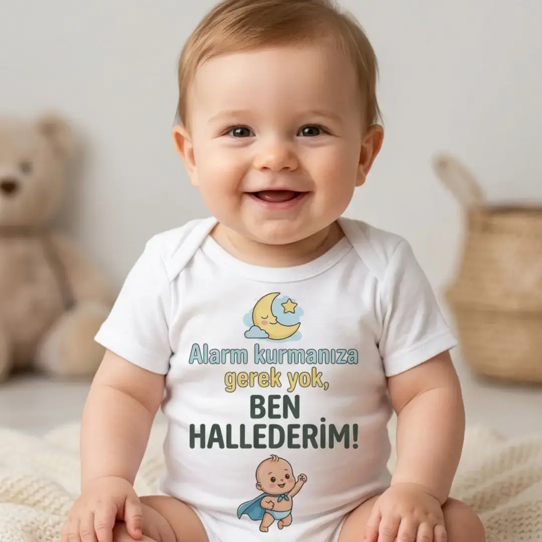 Alarm Kurmanıza Gerek Yok, Ben Hallederim Baskılı Zıbın