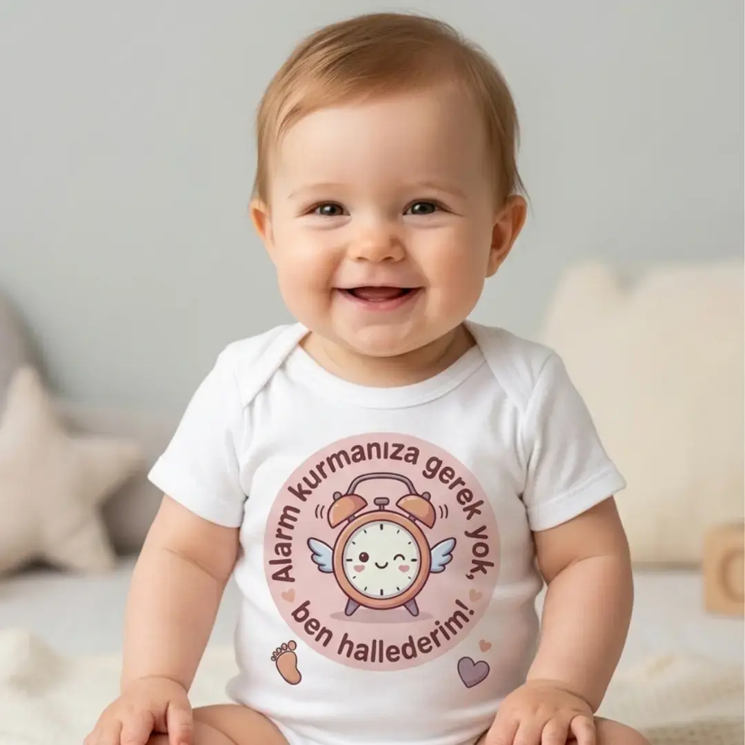 Alarm Kurmanıza Gerek Yok Ben Hallerim Baskılı Zıbın