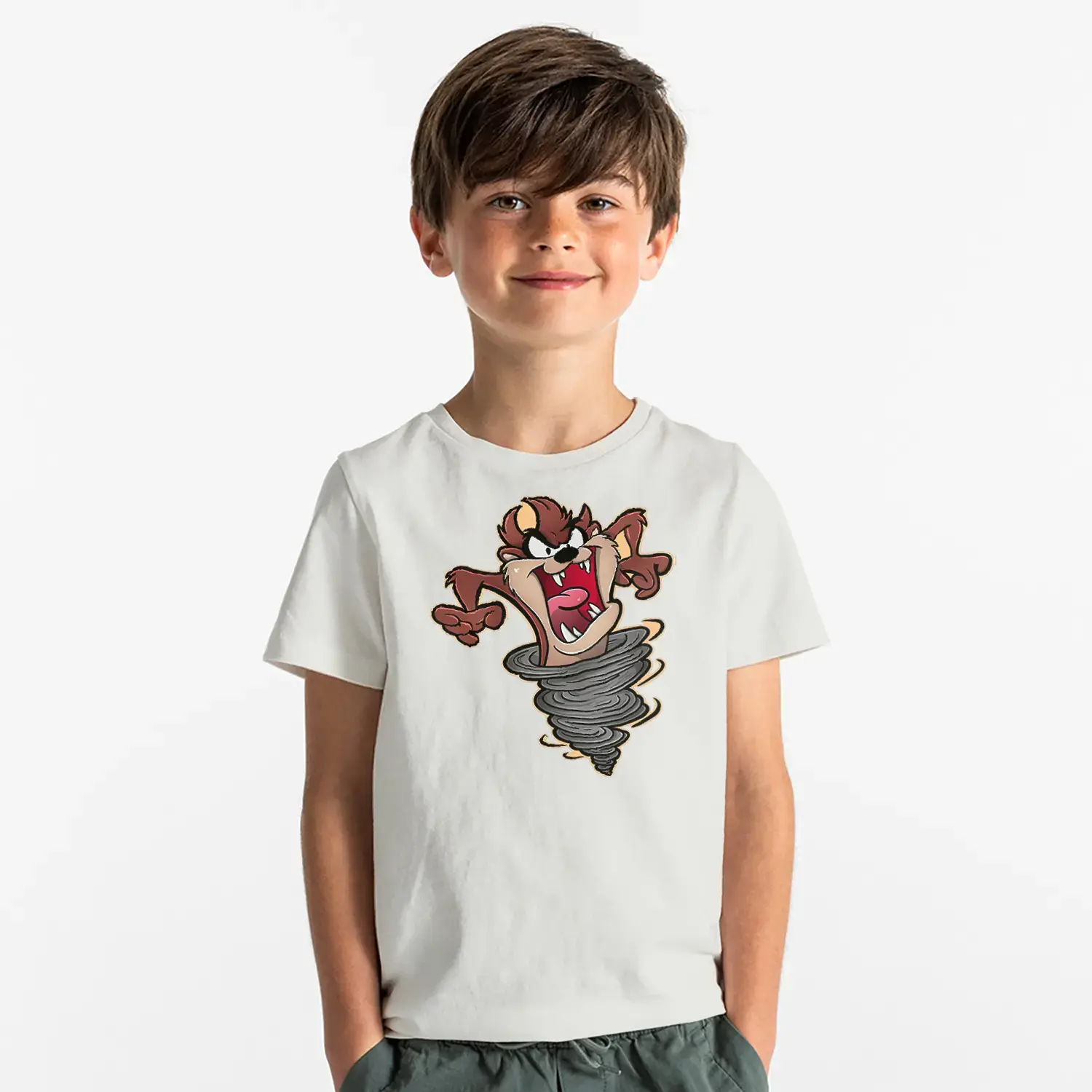 Çılgın Kasırga Canavar Baskılı Erkek Çocuk Tişört