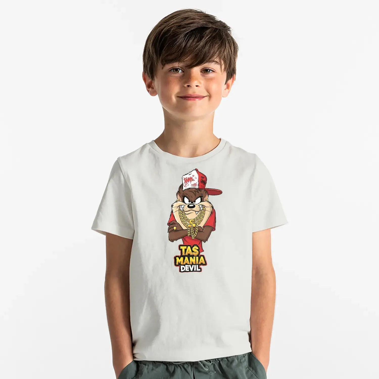 Hip-Hop Canavar Stil Baskılı Erkek Çocuk Tişört