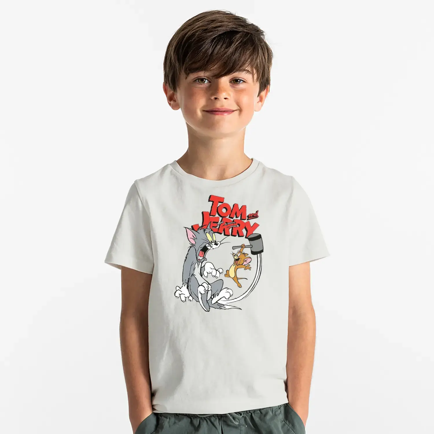 Kedi Fare Kovalamaca Eğlenceli Baskılı Erkek Çocuk Tişört