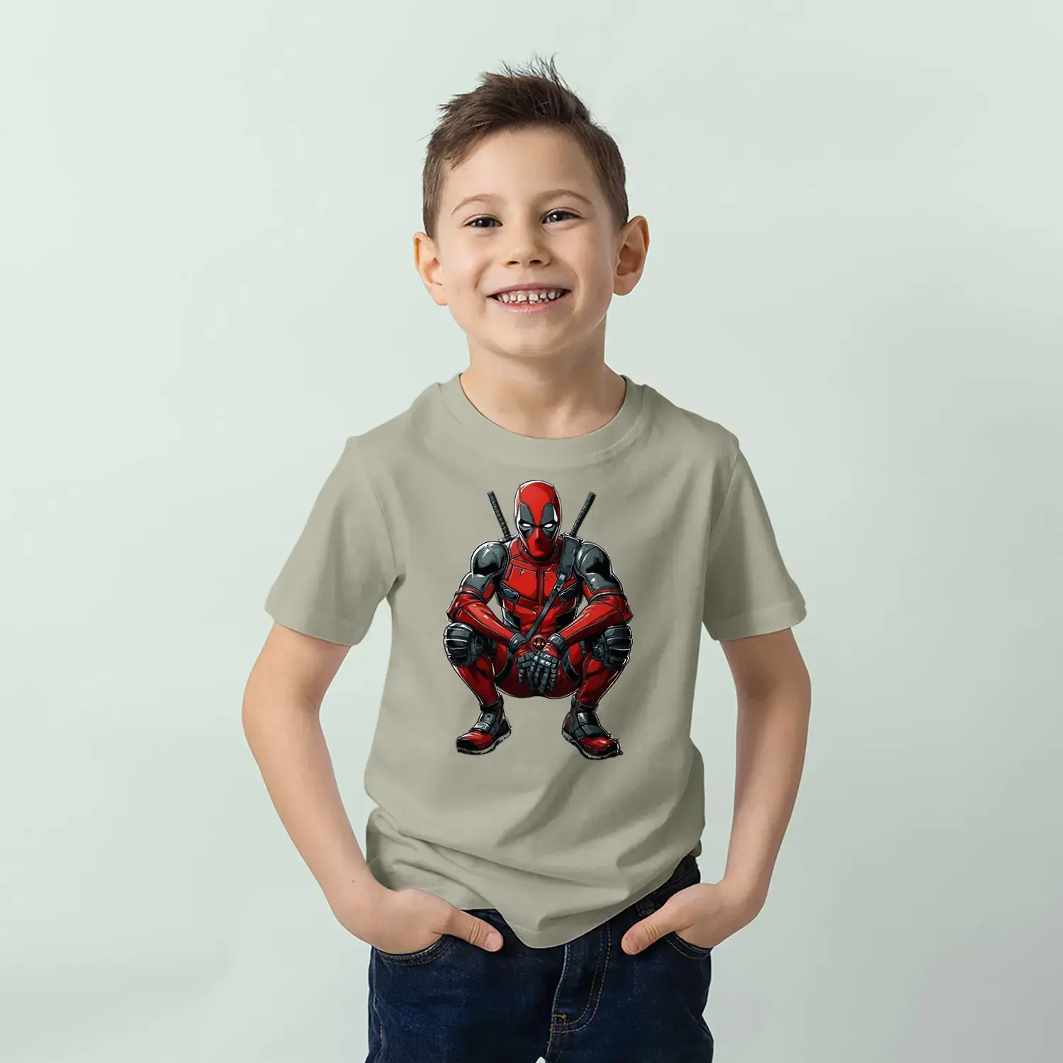 Kırmızı Maskeli Anti-Kahraman Baskılı Erkek Çocuk Tişört