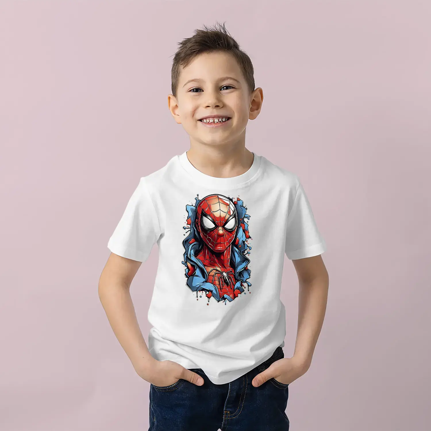 Maskeli Ağ Kahramanı Baskılı Erkek Çocuk Tişört