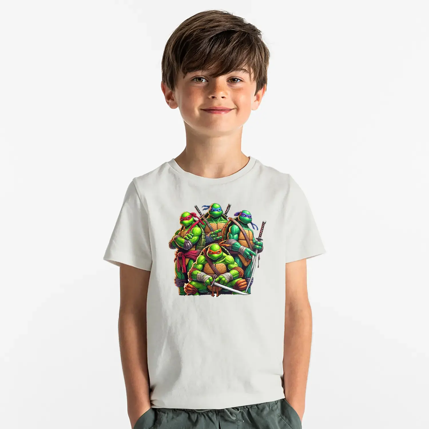 Ninja Kaplumbağa Dörtlüsü Aksiyon Baskılı Erkek Çocuk Tişört
