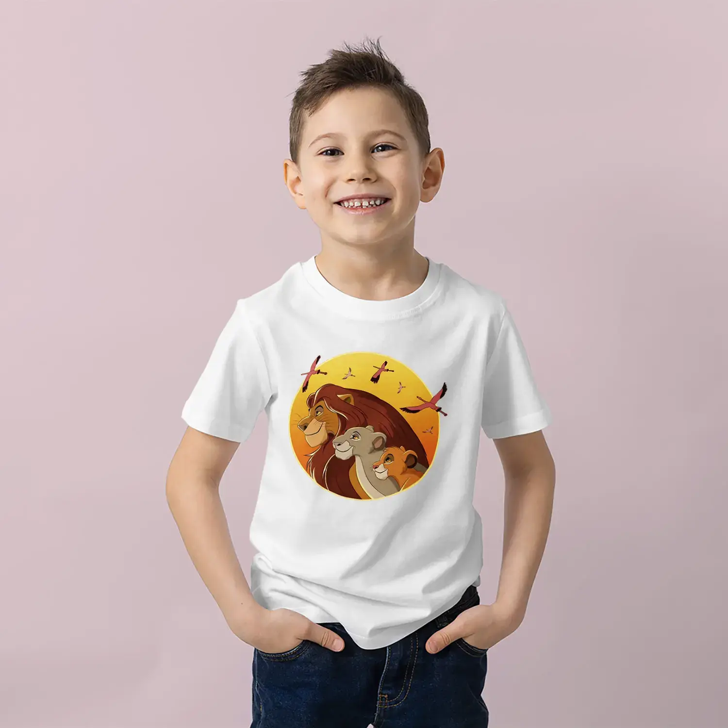 Orman Kralı Ailesi Baskılı Erkek Çocuk Tişört