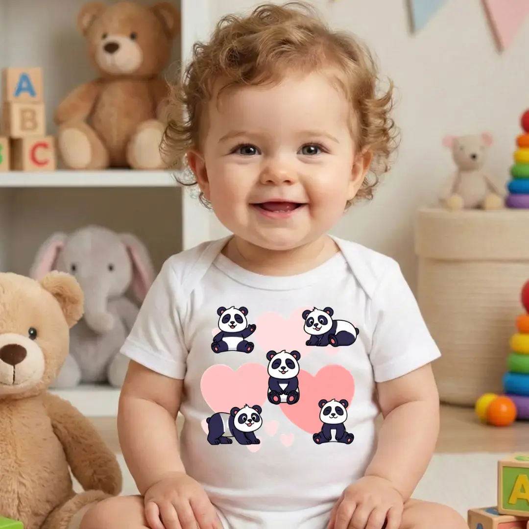 Panda Aşkı Baskılı Zıbın