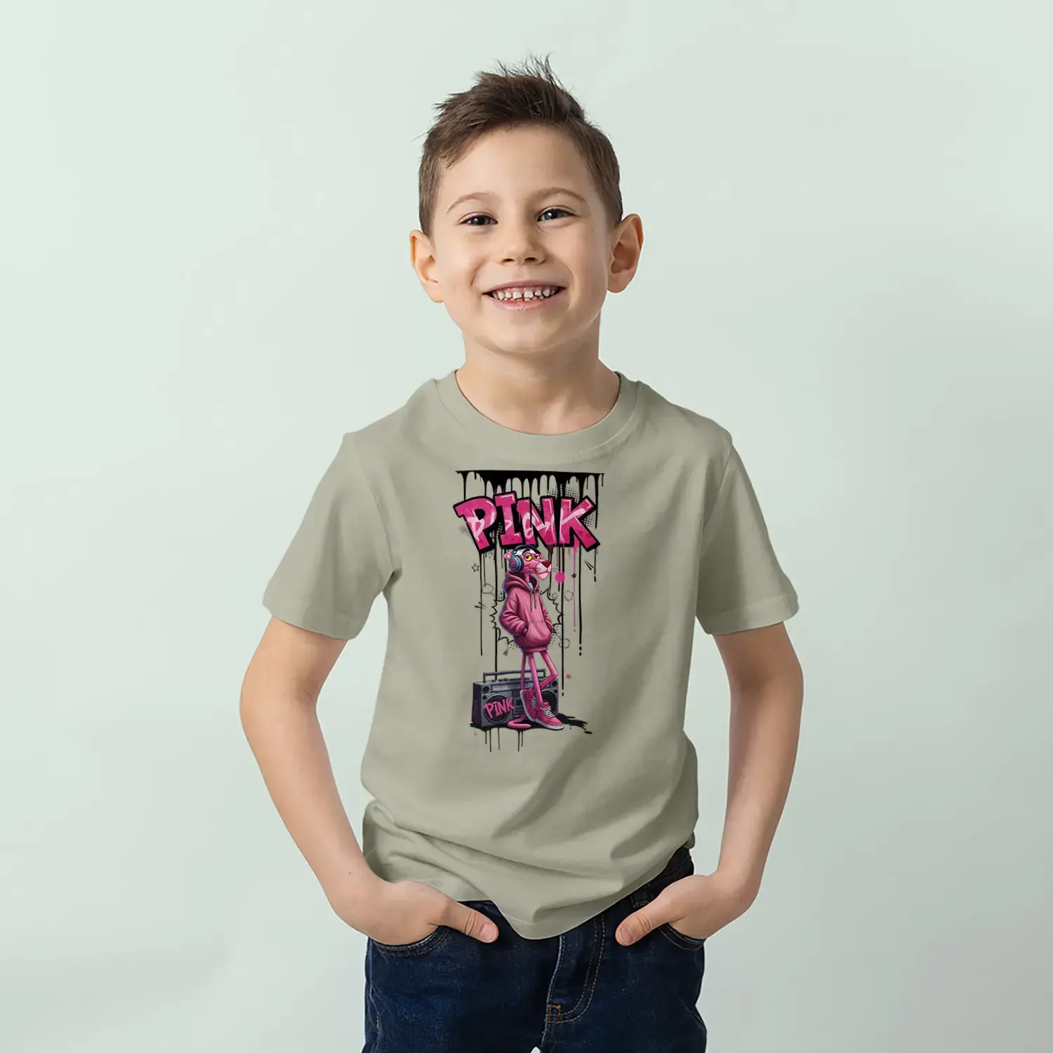 Pembe Tarz Karakter Baskılı Erkek Çocuk Tişört