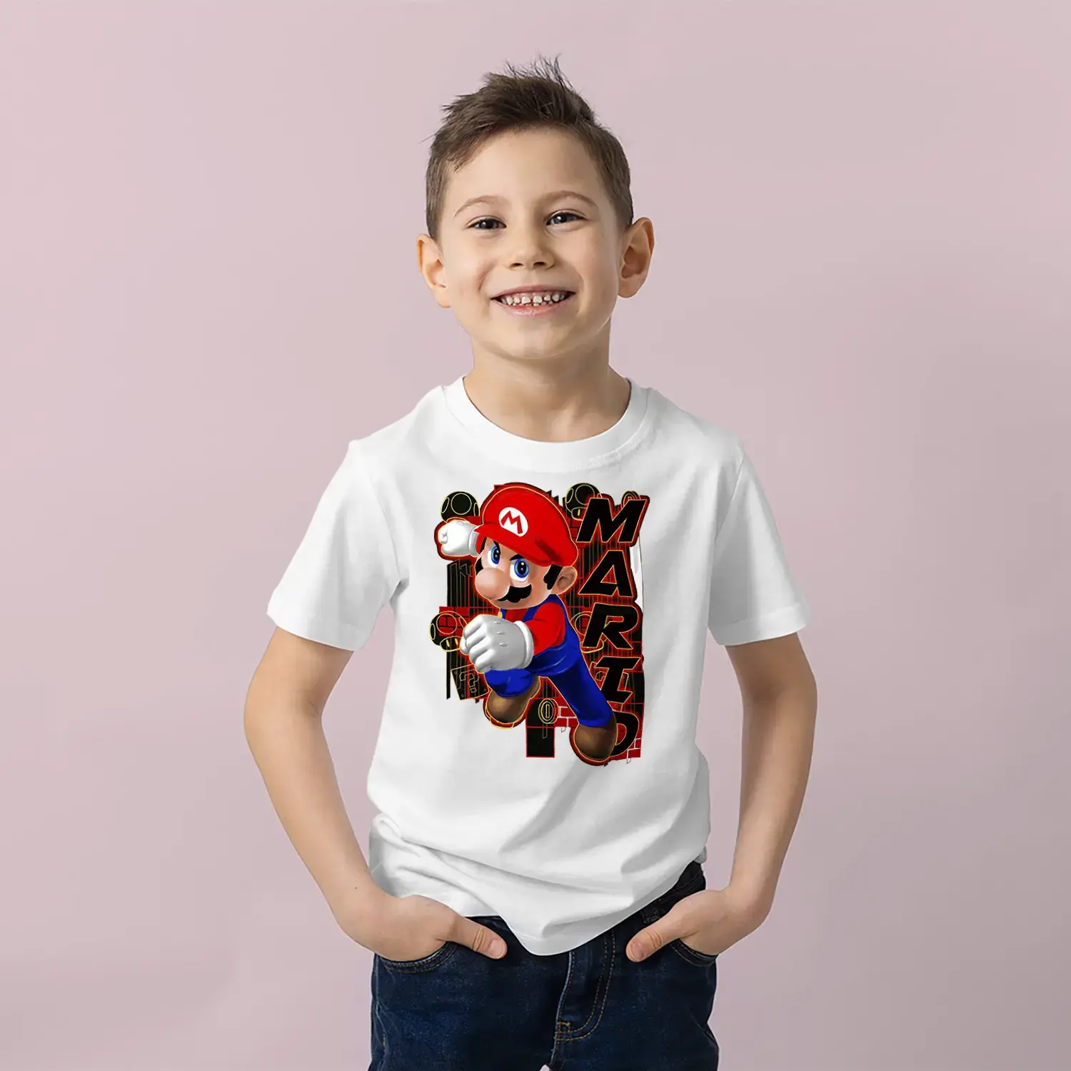 Retro Oyun Kahramanı Baskılı Erkek Çocuk Tişört