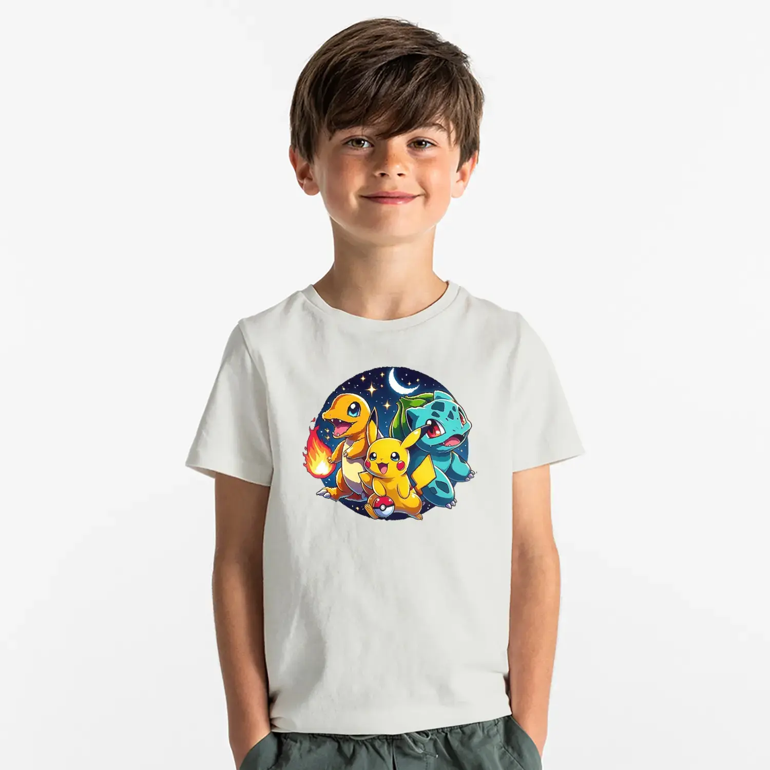 Sevimli Canavarlar Çizgi Karakter Baskılı Erkek Çocuk Tişört