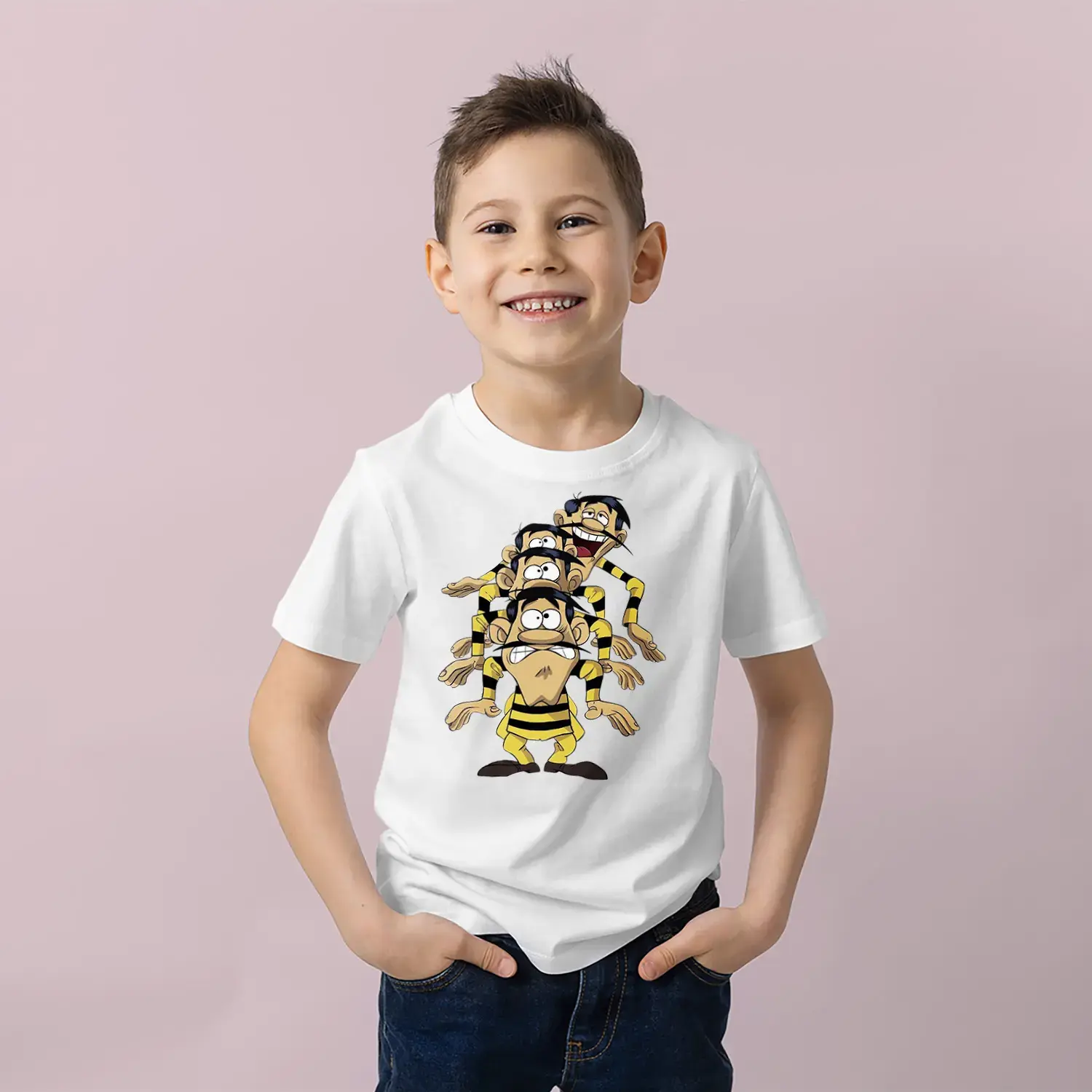 Sevimli Çizgi Karakterler Baskılı Erkek Çocuk Tişört