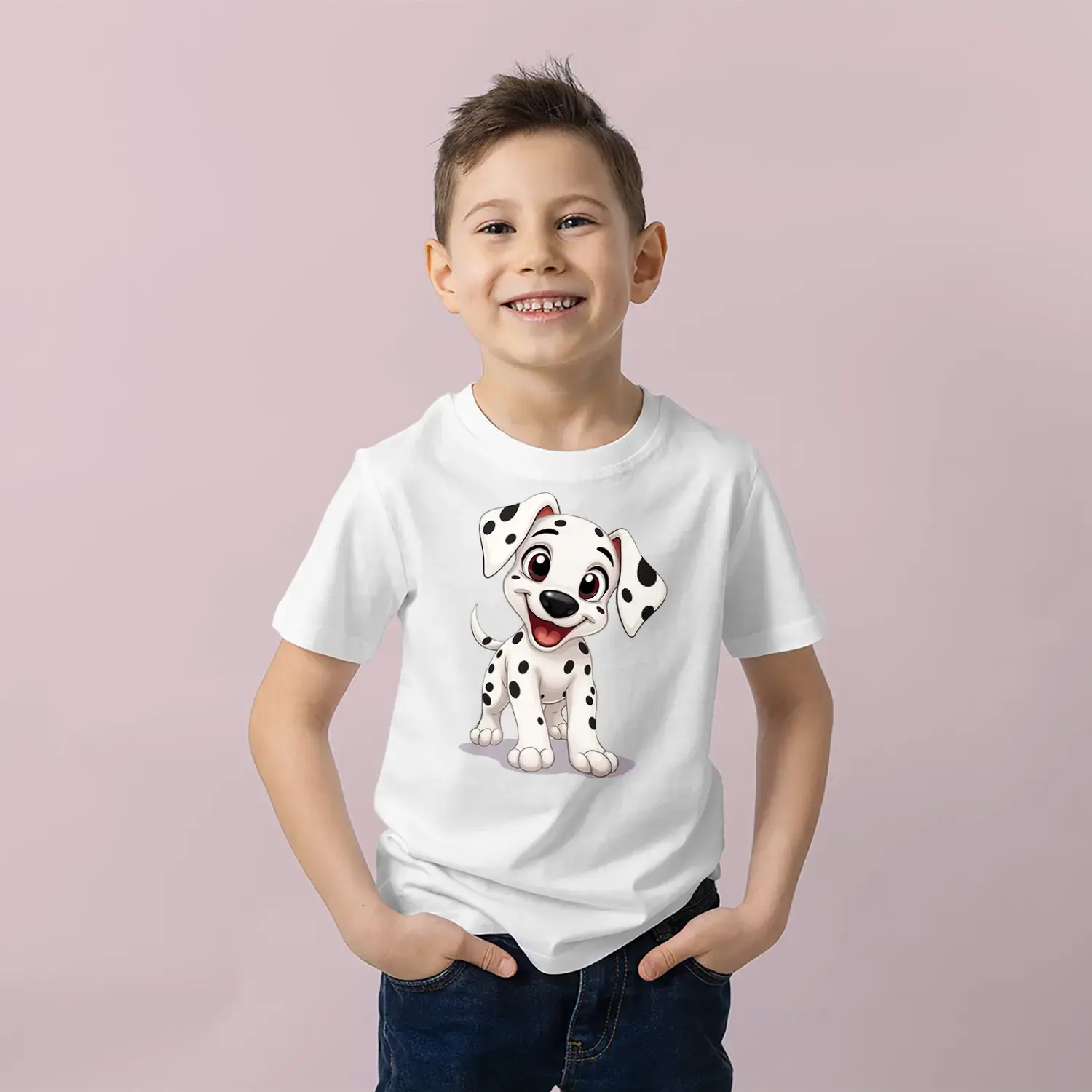 Sevimli Dalmaçyalı Köpek Baskılı Erkek Çocuk Tişört
